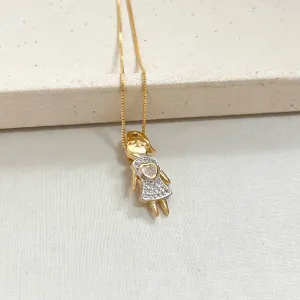 COLAR MENINA CRAVEJADA COM CORAÇÃO CRISTAL