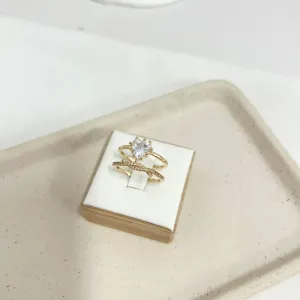 ANEL DUPLO AJUSTÁVEL SÓLITARIO CORAÇÃO