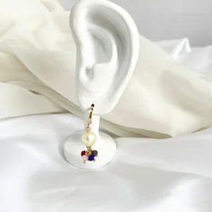 BRINCO ARGOLA CLICK PÉROLA E CRISTAIS