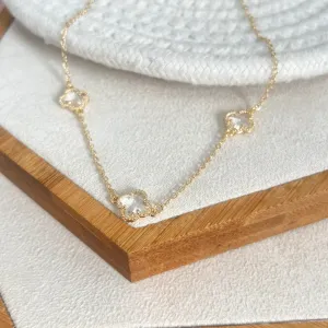 COLAR CHOKER 3 MINI TREVOS CRISTAL 40CM