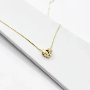 COLAR CORAÇÃO 0,9MM COM LETRA E DETALHE EM PRETO - T