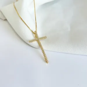 COLAR CRUCIFIXO 4CM COM ZIRCONIAS