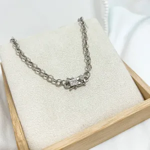 COLAR  ELO PORTUGUÊS COM FECHO JOIA CRAVEJADO 40CM