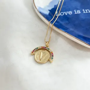 COLAR LETRA GIRATÓRIA ZIRCONIA COLORIDA - V