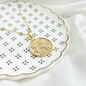 COLAR MEDALHA 2,5CM 2 MENINAS ALTO RELEVO - VENEZIANA 50CM