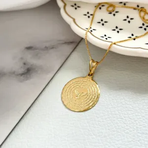 COLAR MEDALHA 2CM COM ORAÇÃO DO PAI NOSSO E ESPÍRITO SANTO