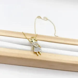 COLAR MENINA CRAVEJADA COM CORAÇÃO CRISTAL