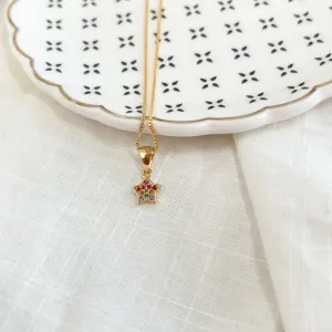 COLAR PINGENTE ESTRELA ZIRCONIA COLORIDA
