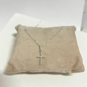 COLAR PRATA925 VENEZIANA COM PINGENTE DE CRUZ 70CM