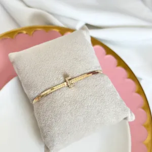 PULSEIRA FITA ITALIANA COM LETRA CRAVEJADA - E