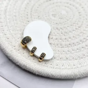 TRIO ARGOLAS ZIRCONIAS NEGRAS