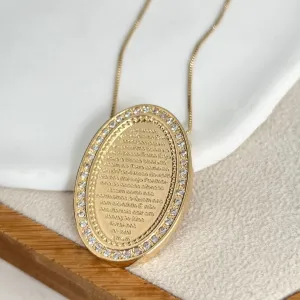 COLAR MEDALHA OVAL DO PAI NOSSO CRAVEJADA