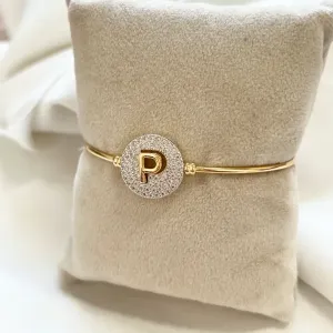 BRACELETE LETRA COM ENCAIXE CRAVEJADO - P