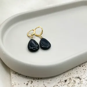 BRINCO ARGOLA CLICK COM PEDRA GOTA PRETA