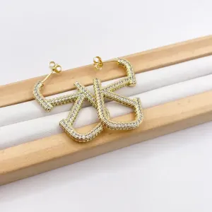 BRINCO ARGOLA CRAVEJADA INSPIRAÇÃO VALENTINO 3,7CM