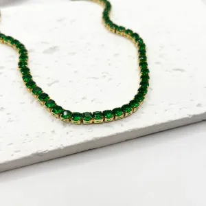 COLAR CHOKER RIVIERA 4MM VERDE ESMERALDA 40CM