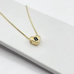 COLAR CORAÇÃO 0,9MM COM LETRA E DETALHE PRETO - B