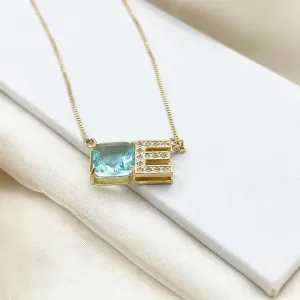 COLAR LETRA COM PEDRA ACQUA - E