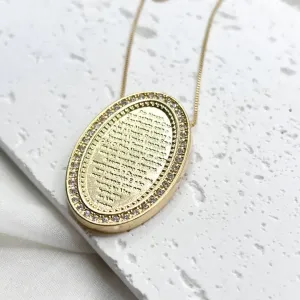 COLAR MEDALHA OVAL DO PAI NOSSO CRAVEJADA