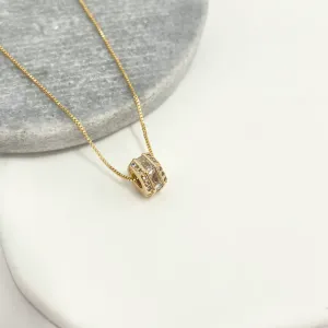 COLAR PINGENTE CRAVEJADO E ZIRCONIA BAGUETE - ESTILO SEPARADOR