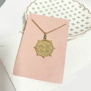 COLAR SIGNO AQUÁRIO COM PEDRINHAS