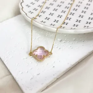 COLAR TREVO COR ROSA 50CM