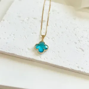 COLAR TREVO PEDRA AZUL ZIRCON