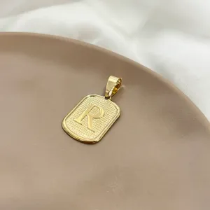PINGENTE MEDALHA QUADRADA DE LETRA - R
