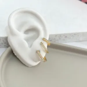 TRIO ARGOLA ARTICULADA QUADRADA CRAVEJADA