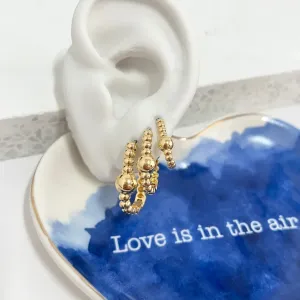 TRIO BRINCO ARGOLA ARTICULADA RETÂNGULAR COM MEIA BOLA