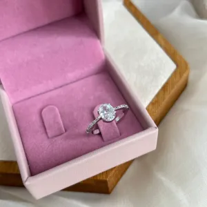 ANEL PRATA925 SOLITÁRIO OVAL COM BANHO EM RÓDIO BRANCO