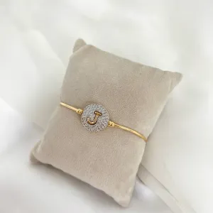 BRACELETE LETRA COM ENCAIXE CRAVEJADO - J
