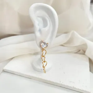 BRINCO PINO CORAÇÃO ZIRCONIA COM CORRENTE CORAÇÕES