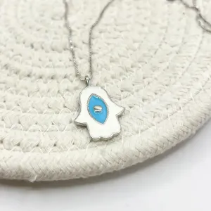 COLAR MÃO DE FÁTIMA RESINADA DE OLHO GREGO