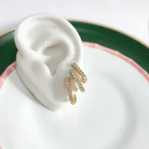 TRIO ARGOLA ARTICULADA QUADRADA CRAVEJADA