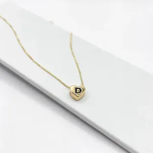 COLAR CORAÇÃO 0,9MM COM LETRA E DETALHE PRETO D