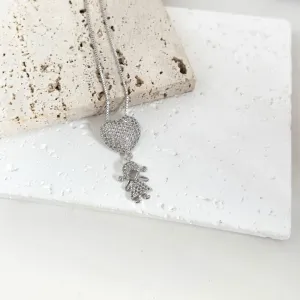 COLAR CORAÇÃO COM 1 MENINA CRAVEJADOS - VENEZIANA 50CM