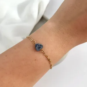 PULSEIRA PEDRA NATURAL EM FORMATO DE CORAÇÃO