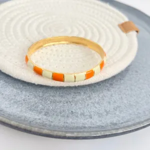 BRACELETE RESINADO LISTRAS TONS DE LARANJA