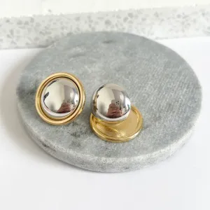 BRINCO BOTÃO 2 EM 1 - DOURADO E RÓDIO