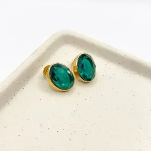 BRINCO OVAL PEDRA TURMALINA