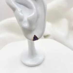 BRINCO TRIÂNGULO PEDRINHA ROXA