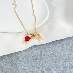 COLAR 2 MENINA PEDRA SALMÃO E RUBI COM ZIRCONIA NA CABEÇA