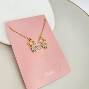 COLAR 2 MENINAS CRAVEJADO COM CORAÇÃO