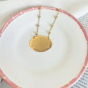 COLAR BOLINHAS COM MEDALHA OVAL DO PAI NOSSO