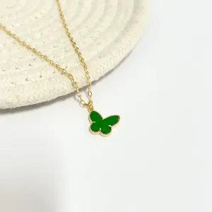 COLAR BORBOLETA MADRE PÉROLA VERDE