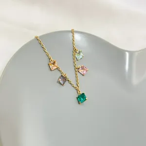 COLAR CHOKER 5 PEDRAS QUADRADAS