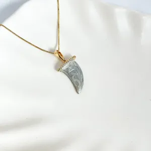 COLAR DENTE DE SABRE ACABAMENTO PRATEADO