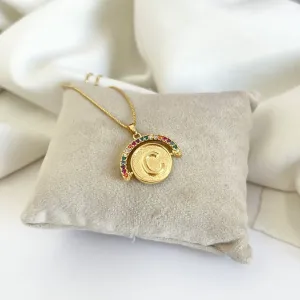 COLAR LETRA GIRATÓRIA ZIRCONIA COLORIDA - C