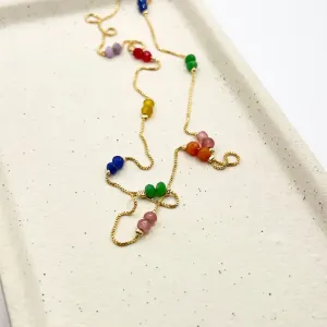 COLAR LONGO PEDRAS NATURAIS COLORIDAS 70CM